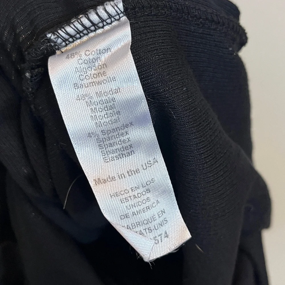 MICHAEL STARS Black Ribbed Midi V-Neck Side Slit Dress SMALL Lori Revolve Ruched - Picture 9 of 10